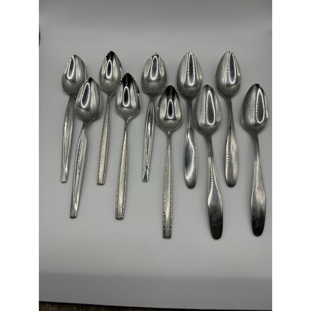 Oneida Grapefruit Spoon Serated Edge Flatware Mixed Lot‎ Of 10 WM Rogers & Other